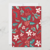 Rode Bessen Vrolijk Kerst Floral Patroon Foto Feestdagenkaart (Achterkant)