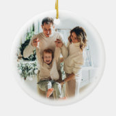 Rode bessen vrolijk kerstfeest familie foto Orname Keramisch Ornament (Achterkant)