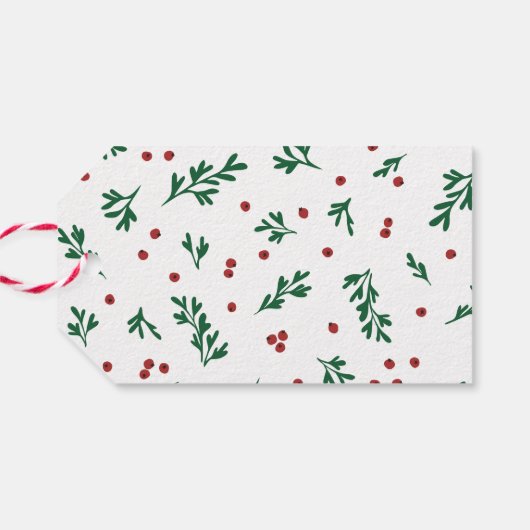 Rode bessen Vrolijk Kerstfeest Gelukkig Nieuwjaar  Cadeaulabel (Achterkant Horizontaal)