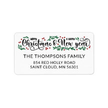 Rode bessen Vrolijk Kerstfeest Gelukkig Nieuwjaar