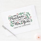 Rode bessen Vrolijk Kerstfeest Gelukkig Nieuwjaar  Rechthoekige Sticker (Envelop)
