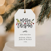 Rode bessen Vrolijke Kerstvakantie Cadeaulabel