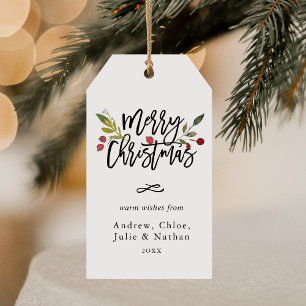 Rode bessen Vrolijke Kerstvakantie Cadeaulabel