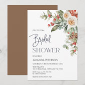 Rode bessen Winter Bloemen Bruids Douche Uitnodigi Kaart (Voorkant / Achterkant)