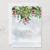Rode Bessen Winter Sneeuwvlokken Kerstmis  Feestdagenkaart (Achterkant)