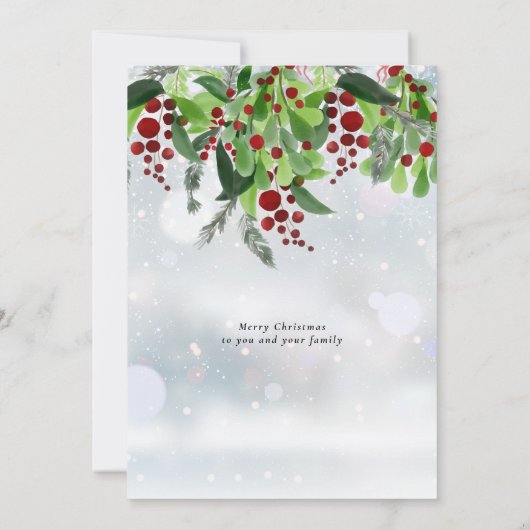 Rode Bessen Winter Sneeuwvlokken Kerstmis  Feestdagenkaart (Achterkant)
