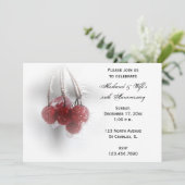 Rode bessen Winterbruiloft Jubileum Kaart (Staand voorkant)