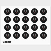 Rode Bessen & Witte Bladeren Kerstmis Elke Kleur Ronde Sticker (Vel)