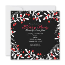 Rode bessen & witte bladeren zwart feestje