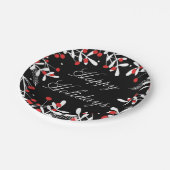 Rode bessen & witte bladeren zwart feestje papieren bordje (Gekanteld)