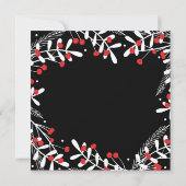 Rode Bessen & Witte Bladeren Zwart Kerstfeest Kaart (Achterkant)