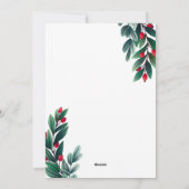 Rode bessen & zilver groen groen groen vrolijk ker feestdagenkaart (Achterkant)