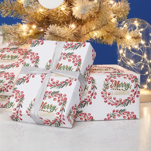 Rode Bessenkans Merry & Bright Cadeaupapier (Feestdagen)