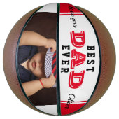 Rode Beste Papa Ooit Vader Typografie Foto Basketbal (Verticaal)