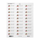 Rode bestelbus | Kerst retouradreslabel Etiket (Full Sheet)