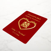 Rode bestemming Chinese trouwpaspoort Folie Uitnodiging (Gedraaid)