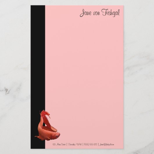 Rode Betta Siamese vechtvis Briefpapier (Voorkant)