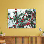 Rode Bevroren Bessen Winter Stretched Canvas Art (Insitu (Woonkamer))
