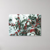 Rode Bevroren Bessen Winter Stretched Canvas Art (Voorkant)