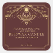 Rode bewerkbare Witchy Tarot Honingbij Kaars Label (Voorkant)