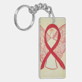Rode Bewust Ribbon Angel - sleutelketen Sleutelhanger (Voorkant Links)