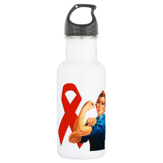 Rode bewustzijnslint Rosie the Riveter Waterfles