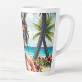 Rode bikini, zonnebril en bandana vrouw latte mok (Rechts)