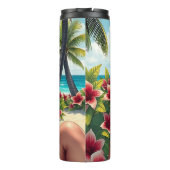 Rode bikini, zonnebril en bandana vrouw thermosbeker (Achterkant)