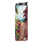 Rode bikini, zonnebril en bandana vrouw thermosbeker (Gedraaid links)