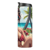 Rode bikini, zonnebril en bandana vrouw thermosbeker (Geroteerd rechts)