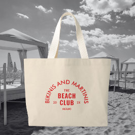 Rode Bikini's En Martinis The Beach Club Custom Grote Tote Bag