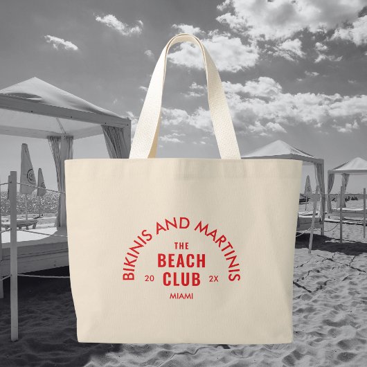 Rode Bikini's En Martinis The Beach Club Custom Grote Tote Bag