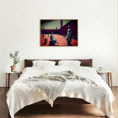 Rode binnenplaats met standbeelden | metafysische  perfect poster