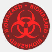 Rode Biohazard Symbool Sticker (Voorkant)