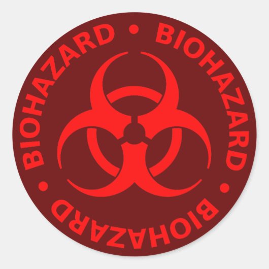 Rode Biohazard Symbool Sticker (Voorkant)