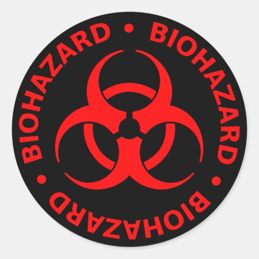 Rode Biohazard Warning Sticker (Voorkant)