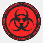 Rode Biohazard Warning Sticker (Voorkant)