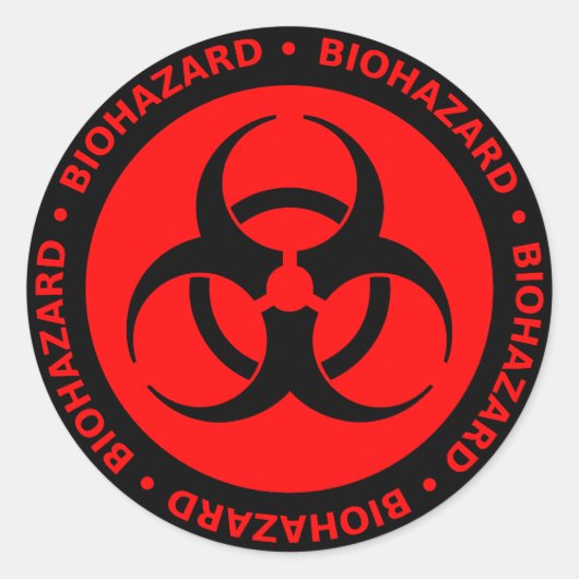 Rode Biohazard Warning Sticker (Voorkant)