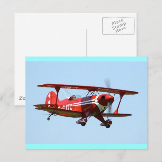 Rode Bivliegtuig Briefkaart (Voorkant / Achterkant)