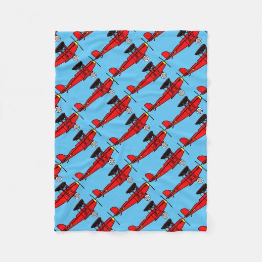 Rode Bivliegtuig Fleece Deken (Voorkant)