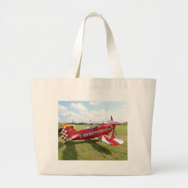 Rode Bivliegtuig Grote Tote Bag