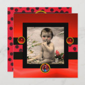 RODE BLACK WHITE LADYBUG Monogram fotosjabloon Kaart (Voorkant / Achterkant)