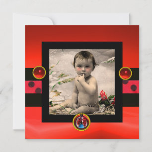 RODE BLACK WHITE LADYBUG Monogram fotosjabloon Kaart