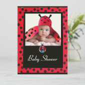 RODE BLACK WHITE LADYBUG Monogram fotosjabloon Kaart (Staand voorkant)