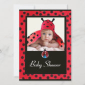 RODE BLACK WHITE LADYBUG Monogram fotosjabloon Kaart (Voorkant)