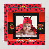 RODE BLACK WHITE LADYBUG Monogram fotosjabloon Kaart (Voorkant / Achterkant)