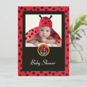 RODE BLACK WHITE LADYBUG Monogram fotosjabloon Kaart (Staand voorkant)