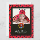 RODE BLACK WHITE LADYBUG Monogram fotosjabloon Kaart (Voorkant)