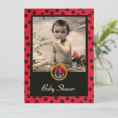 RODE BLACK WHITE LADYBUG Monogram fotosjabloon Kaart (Staand voorkant)