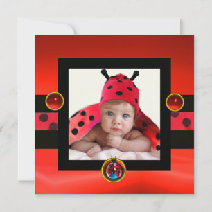 RODE BLACK WHITE LADYBUG Monogram fotosjabloon Kaart